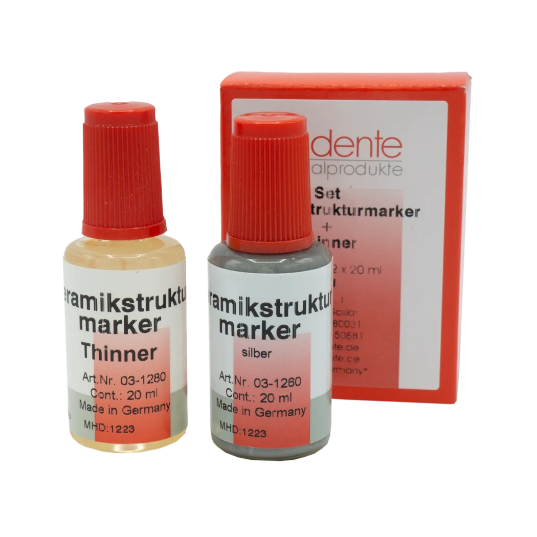 Keramikstrukturmarker Set Silber + Verdünner, 2 x 20 ml